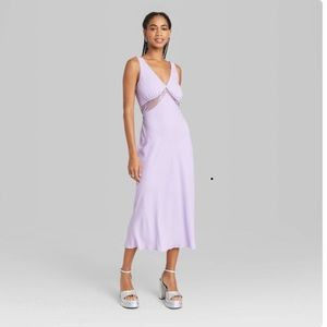 Lace Detail Midi Slip Dress Wild Fable Lavender - Size Small